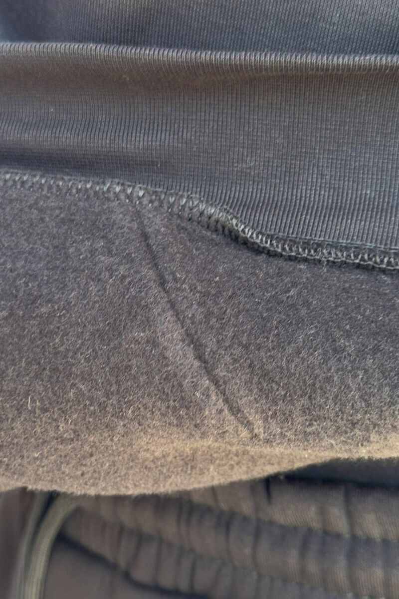 ONE COLOR FLUFFY HOODIE+JOGGERS MEN SET BLACK/ E ZEZE - 5