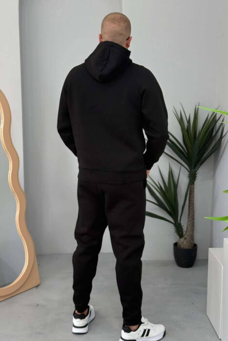 ONE COLOR FLUFFY HOODIE+JOGGERS MEN SET BLACK/ E ZEZE - 3