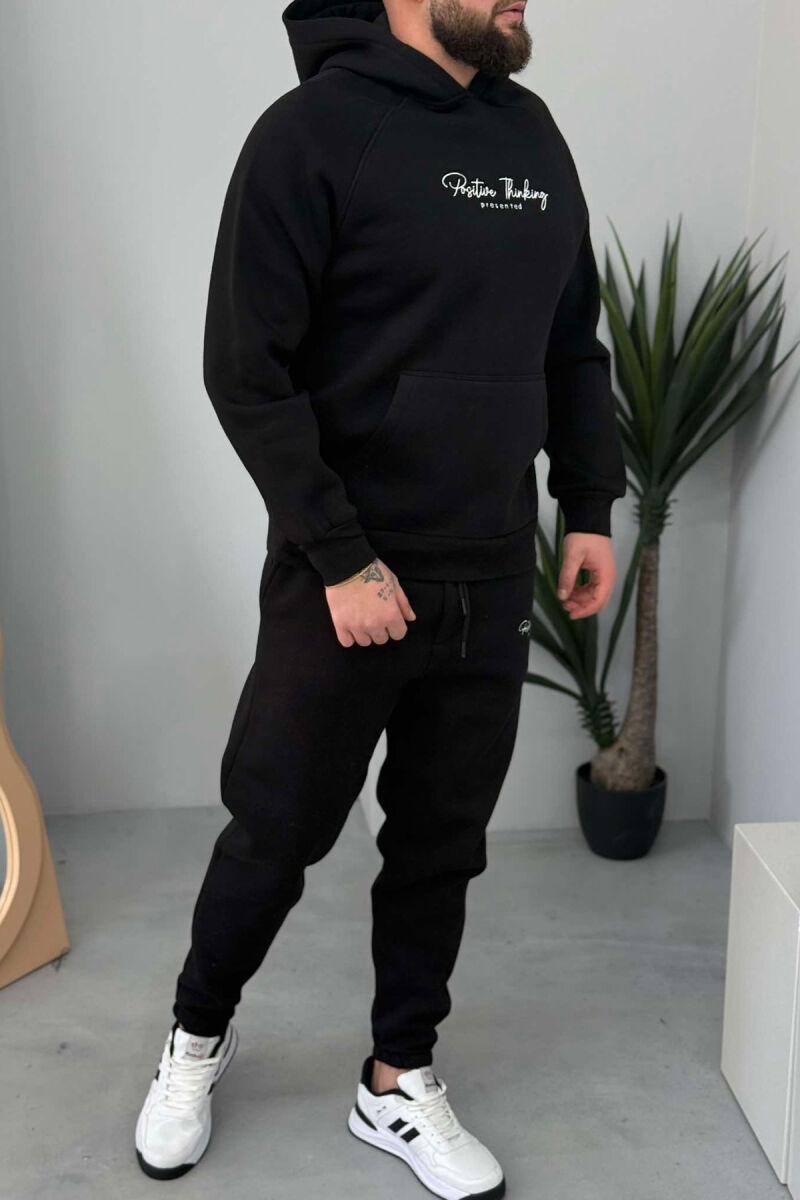 ONE COLOR FLUFFY HOODIE+JOGGERS MEN SET BLACK/ E ZEZE - 5