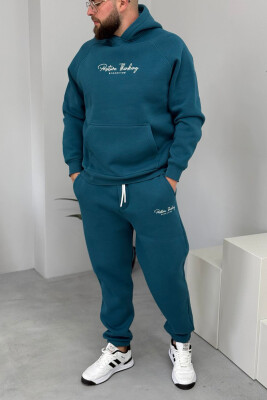 ONE COLOR FLUFFY HOODIE+JOGGERS MEN SET BLUE STONE/GK 