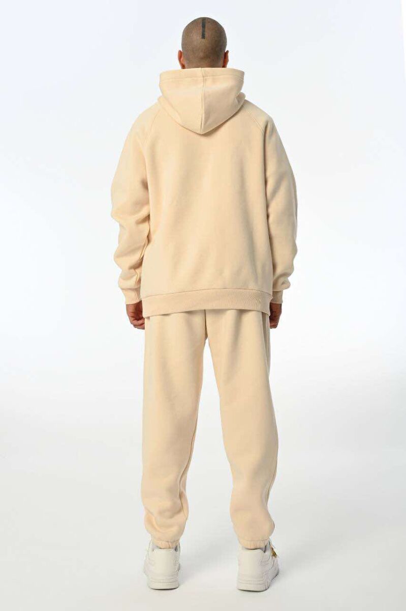 ONE COLOR FLUFFY HOODIE+JOGGERS MEN SET CREAM/KREM - 3