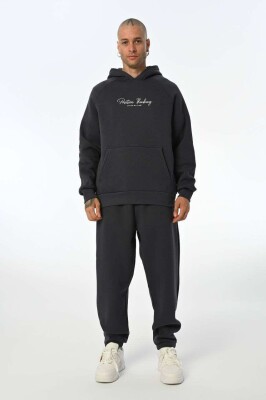 ONE COLOR FLUFFY HOODIE+JOGGERS MEN SET DARK GREY/GEE 