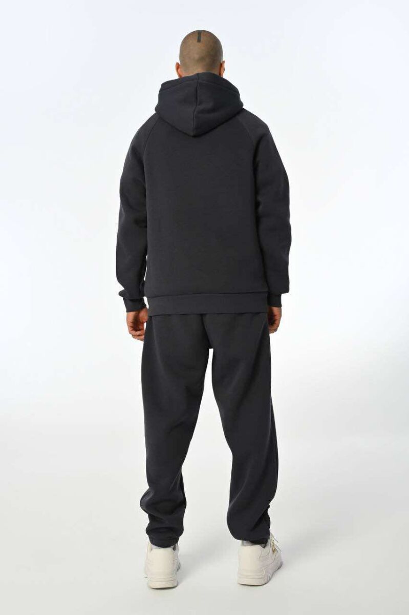 ONE COLOR FLUFFY HOODIE+JOGGERS MEN SET DARK GREY/GEE - 2