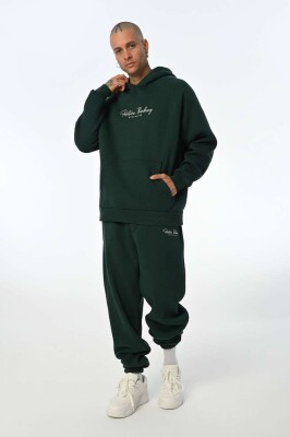 ONE COLOR FLUFFY HOODIE+JOGGERS MEN SET GREEN/JESHILE 