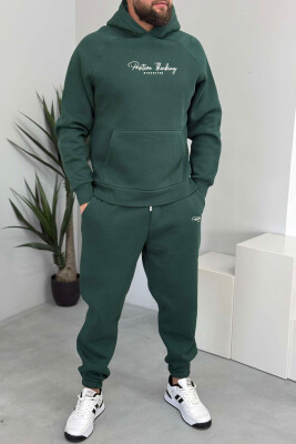 ONE COLOR FLUFFY HOODIE+JOGGERS MEN SET GREEN/JESHILE 