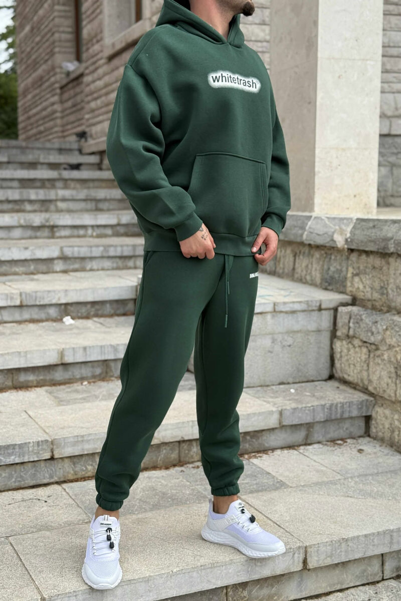 ONE COLOR FLUFFY HOODIE+JOGGERS MEN SET GREEN/JESHILE - 4