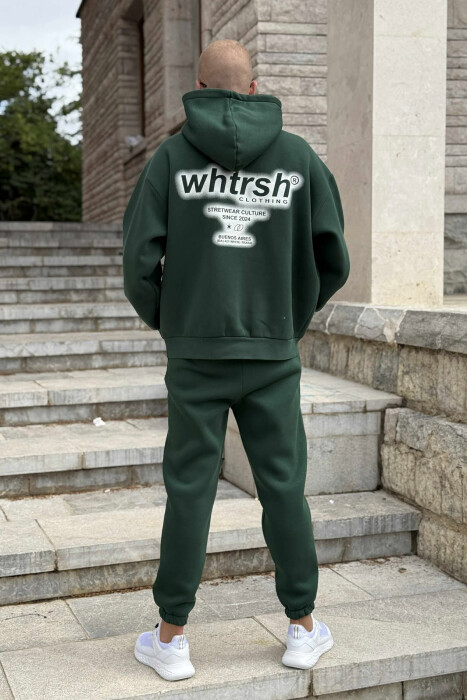 ONE COLOR FLUFFY HOODIE+JOGGERS MEN SET GREEN/JESHILE - 5