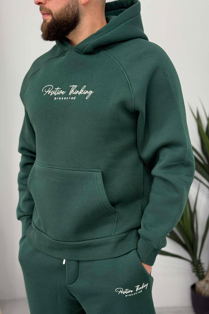 ONE COLOR FLUFFY HOODIE+JOGGERS MEN SET GREEN/JESHILE - 3