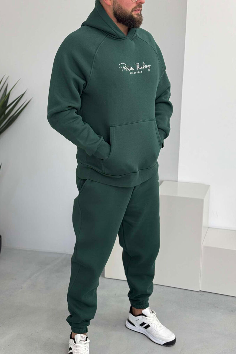 ONE COLOR FLUFFY HOODIE+JOGGERS MEN SET GREEN/JESHILE - 4