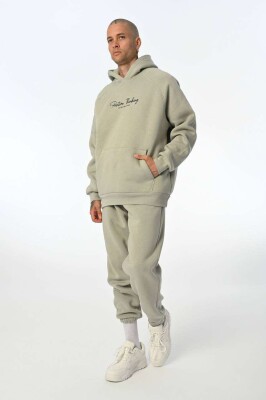 ONE COLOR FLUFFY HOODIE+JOGGERS MEN SET LIGHT GREY/GZ 