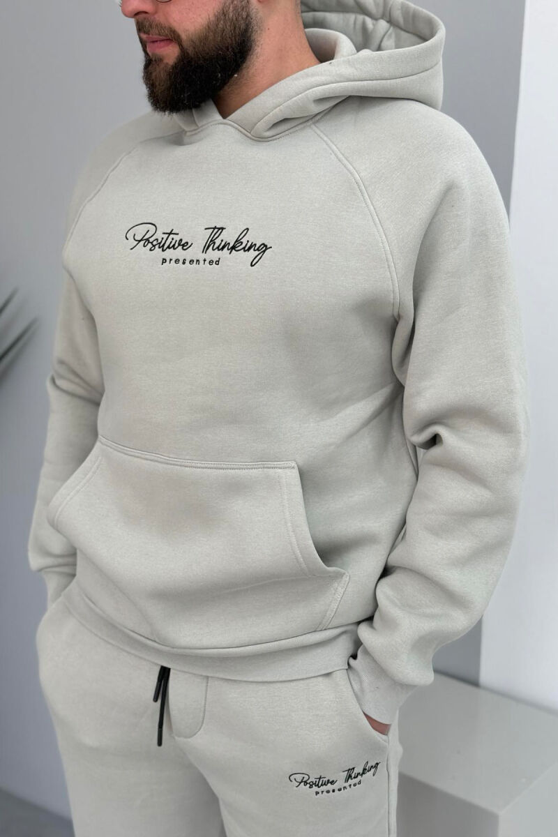 ONE COLOR FLUFFY HOODIE+JOGGERS MEN SET LIGHT GREY/GZ - 3