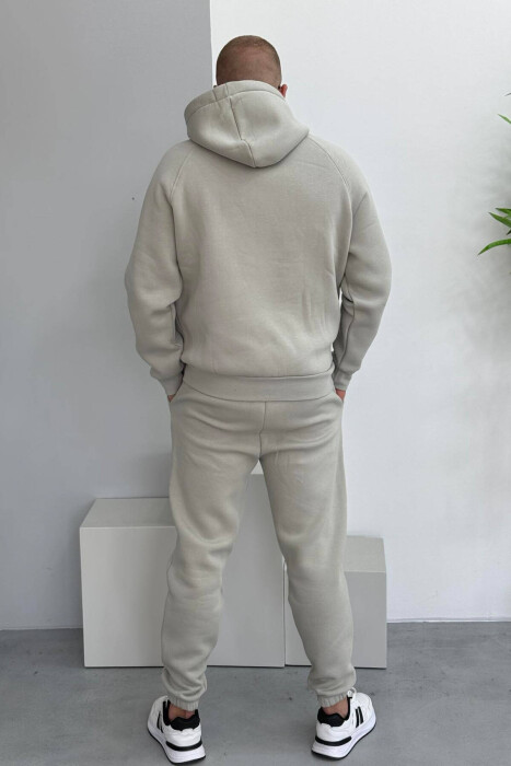 ONE COLOR FLUFFY HOODIE+JOGGERS MEN SET LIGHT GREY/GZ - 4