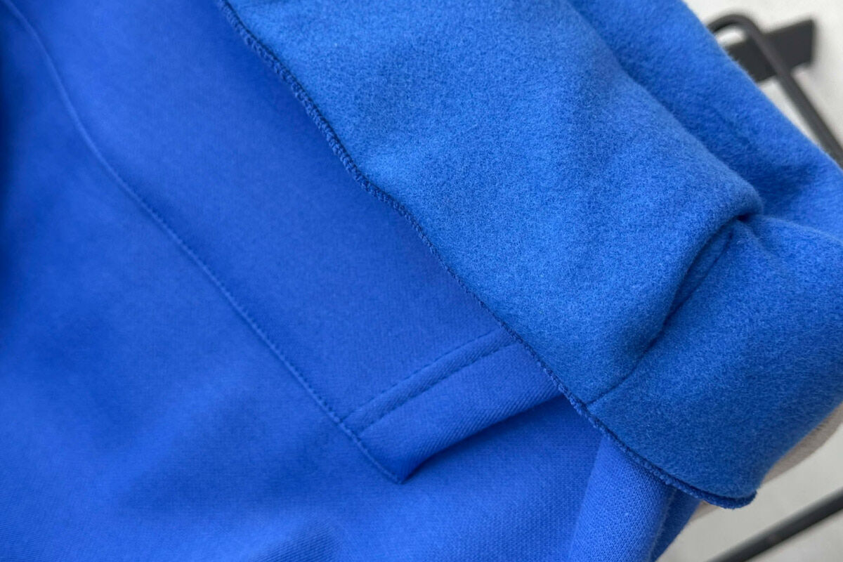 ONE COLOR FLUFFY MEN HOODIE BLUE/BLU - 5