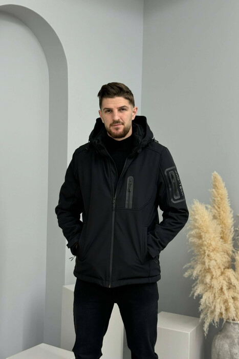 ONE COLOR FLUFFY SIDE POCKET MEN PUFFER JACKET DARK GREY/GEE - 5