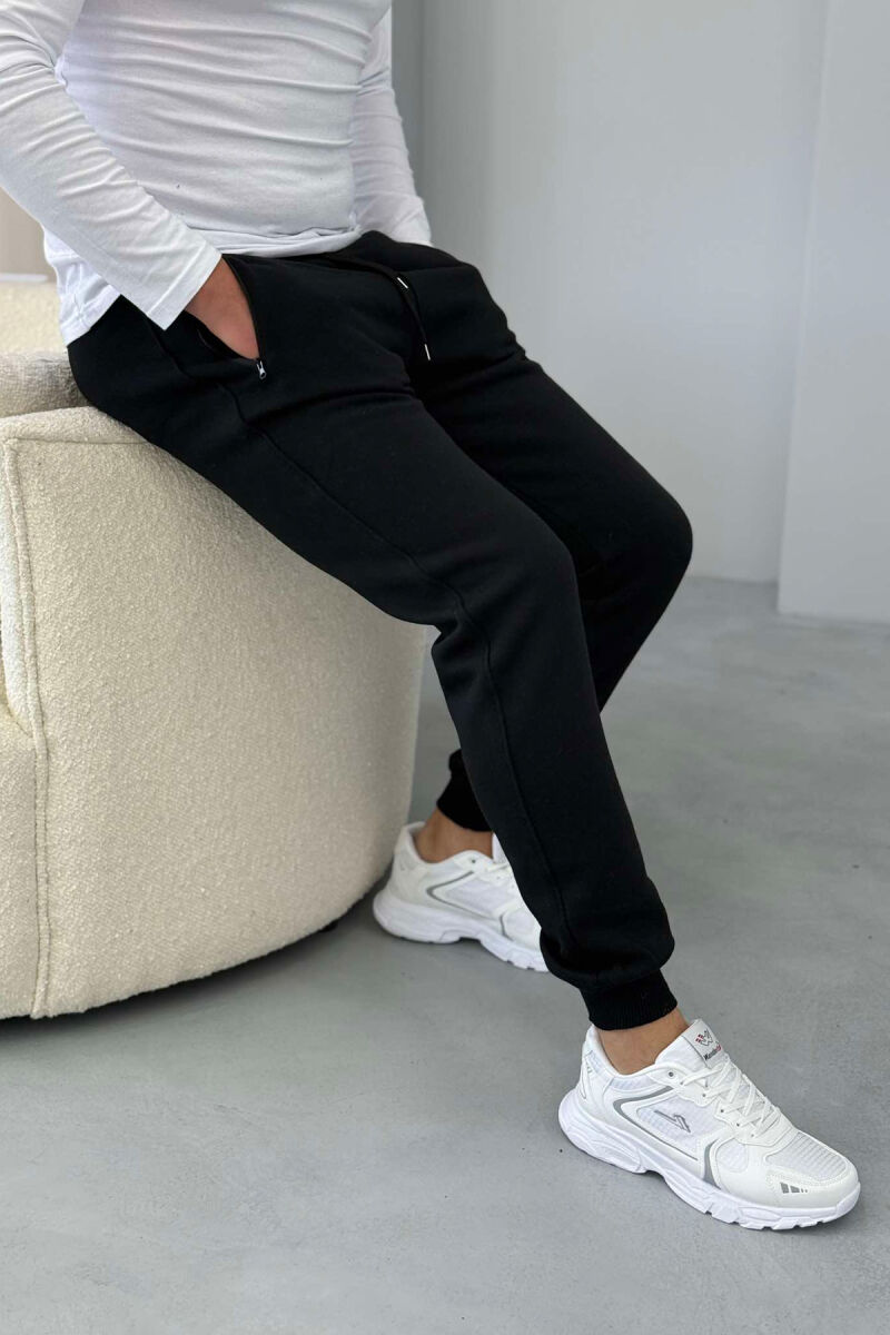 ONE COLOR FLUFFY MEN SWEATPANTS BLACK/ E ZEZE - 2