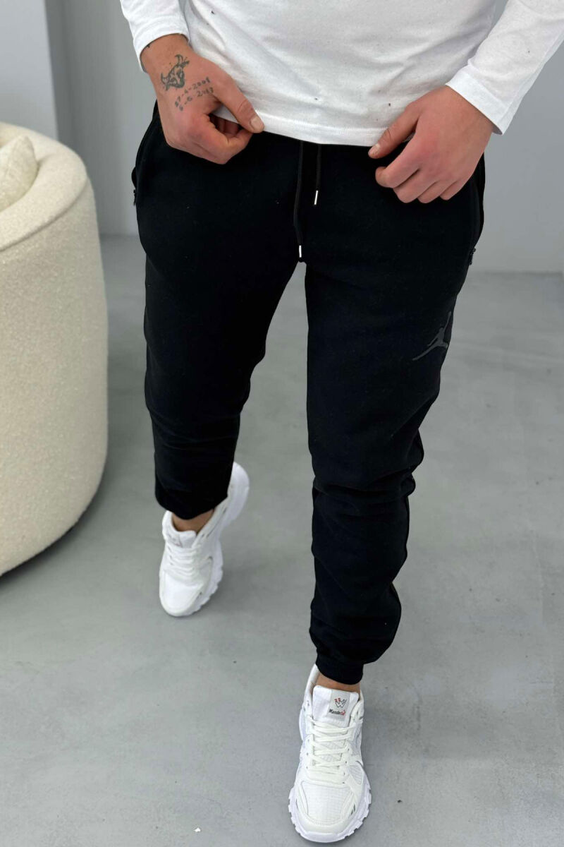 ONE COLOR FLUFFY MEN SWEATPANTS BLACK/ E ZEZE - 3