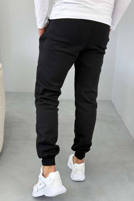ONE COLOR FLUFFY MEN SWEATPANTS BLACK/ E ZEZE - 4