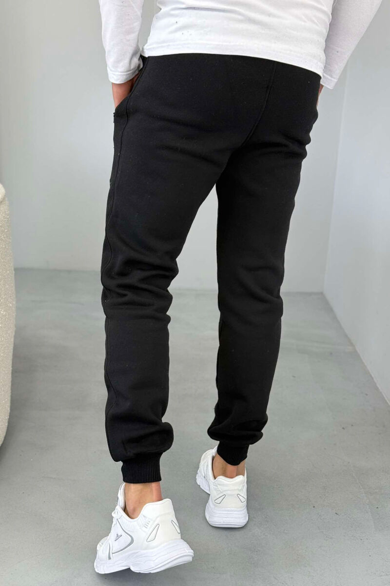 ONE COLOR FLUFFY MEN SWEATPANTS BLACK/ E ZEZE - 4