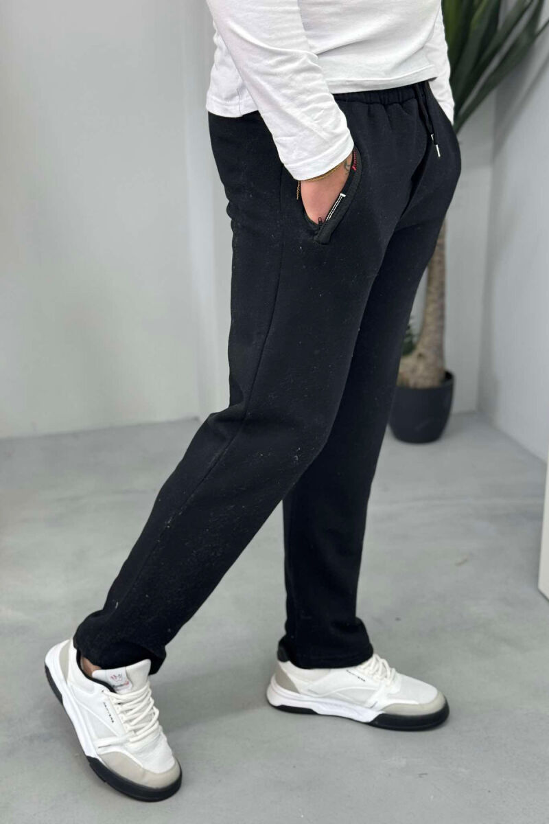 ONE COLOR FLUFFY MEN SWEATPANTS BLACK/ E ZEZE - 2