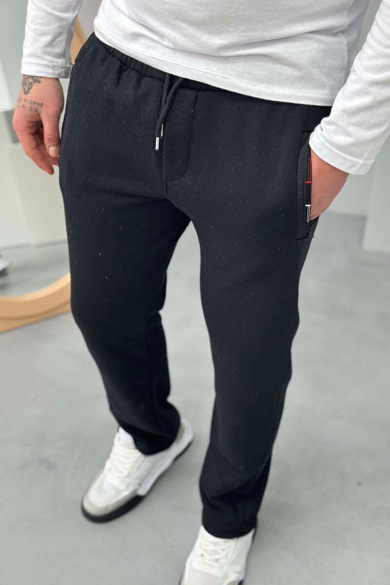 ONE COLOR FLUFFY MEN SWEATPANTS BLACK/ E ZEZE - 4