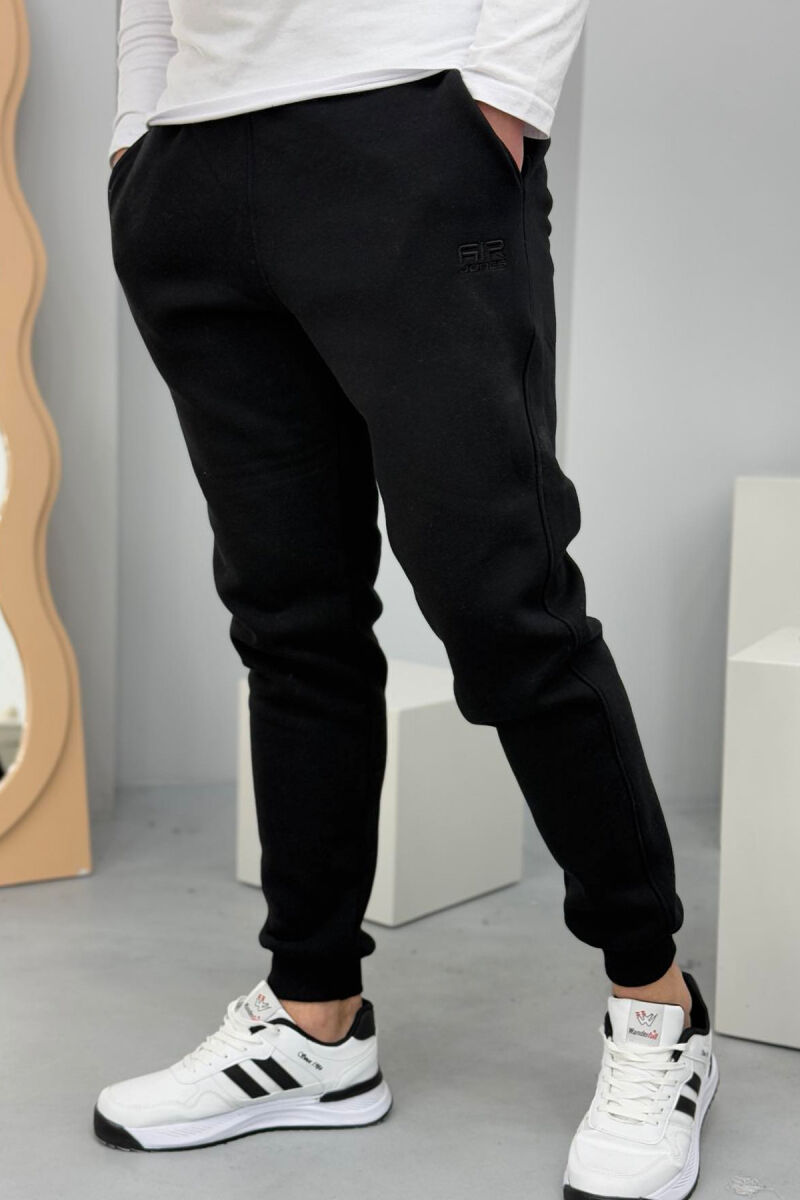 ONE COLOR FLUFFY MEN SWEATPANTS BLACK/ E ZEZE - 1