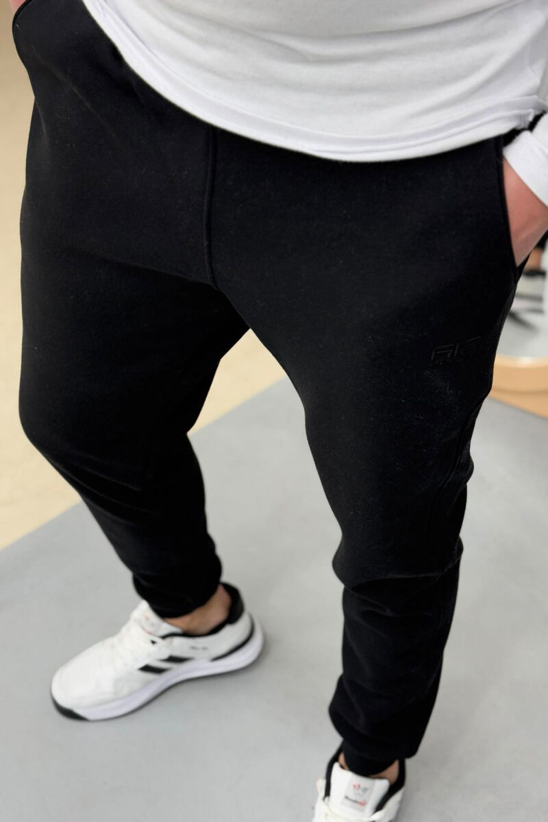 ONE COLOR FLUFFY MEN SWEATPANTS BLACK/ E ZEZE - 3