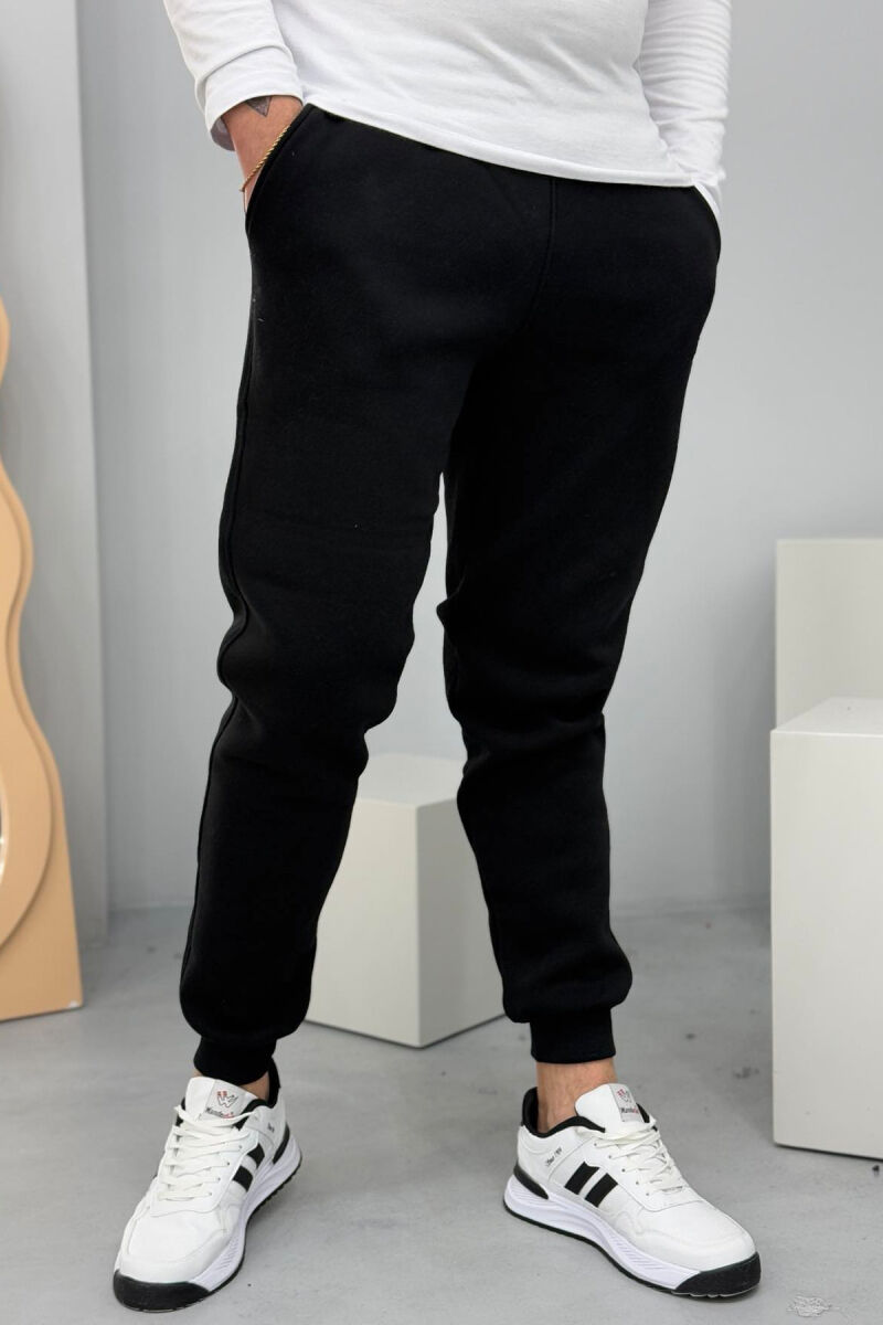 ONE COLOR FLUFFY MEN SWEATPANTS BLACK/ E ZEZE - 5