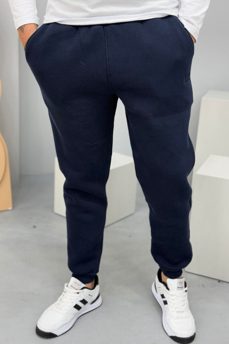 ONE COLOR FLUFFY MEN SWEATPANTS BLUE/BLU - 1