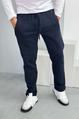 ONE COLOR FLUFFY MEN SWEATPANTS DARK BLUE/BEE 