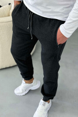 ONE COLOR FLUFFY MEN SWEATPANTS DARK GREY/GEE 