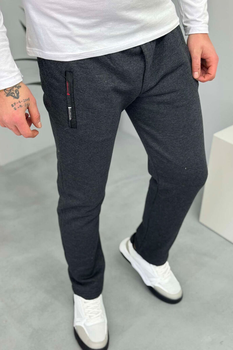 ONE COLOR FLUFFY MEN SWEATPANTS DARK GREY/GEE - 5