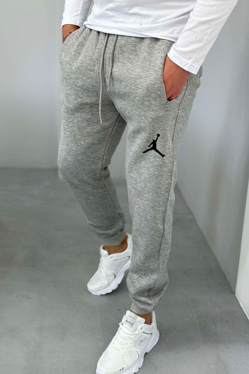 ONE COLOR FLUFFY MEN SWEATPANTS GREY/GRI - 1