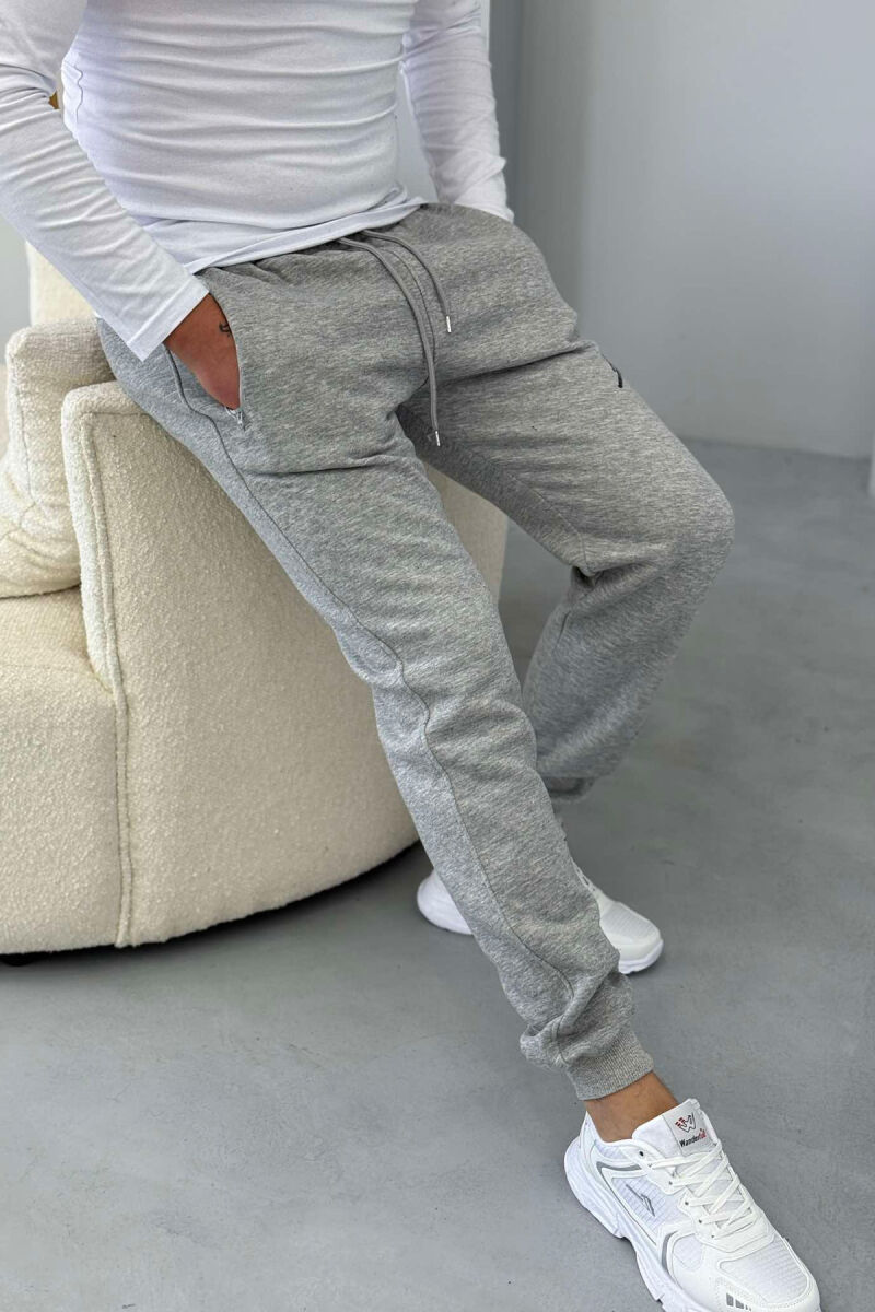 ONE COLOR FLUFFY MEN SWEATPANTS GREY/GRI - 4