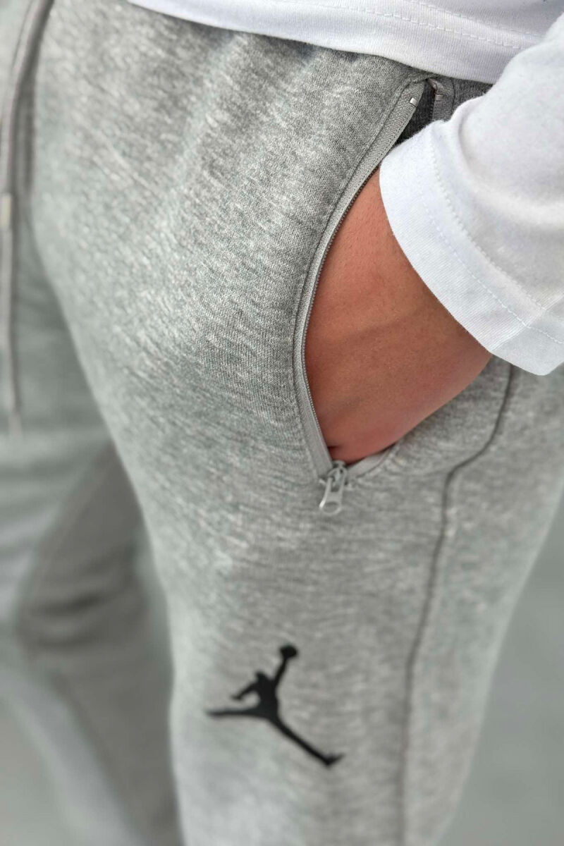 ONE COLOR FLUFFY MEN SWEATPANTS GREY/GRI - 5