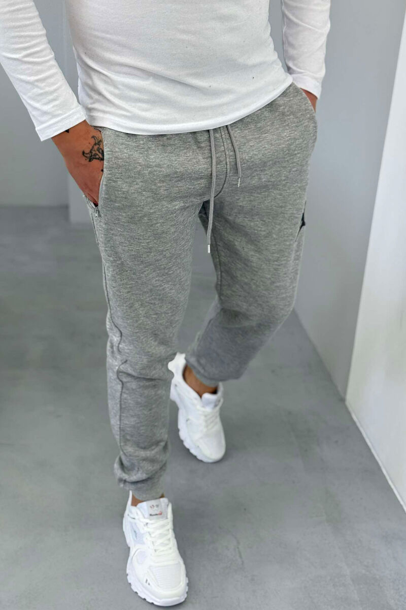 ONE COLOR FLUFFY MEN SWEATPANTS GREY/GRI - 6