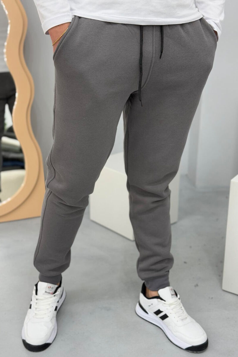 ONE COLOR FLUFFY MEN SWEATPANTS GREY/GRI - 5