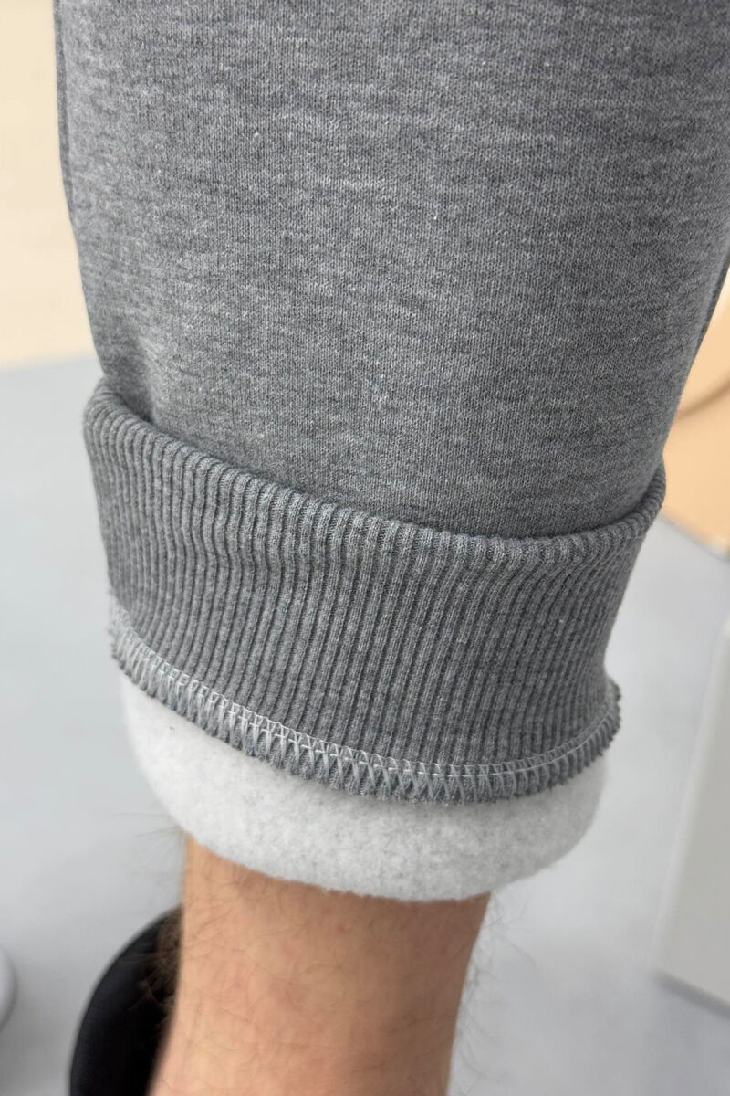 ONE COLOR FLUFFY MEN SWEATPANTS LIGHT GREY/GZ - 4