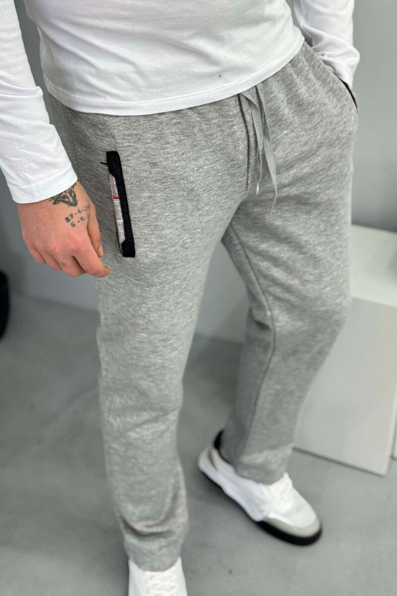 ONE COLOR FLUFFY MEN SWEATPANTS LIGHT GREY/GZ - 3