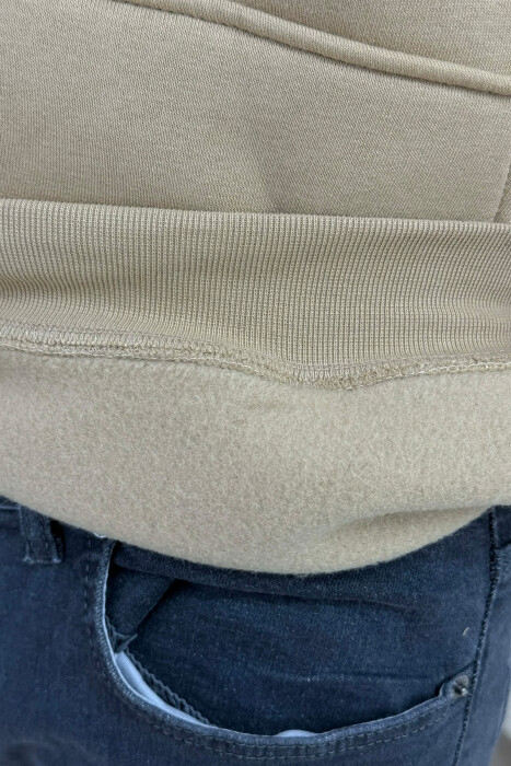 ONE COLOR FLUFFY MILANO WRITTING MEN HOODIE BEIGE/BEZHE - 4