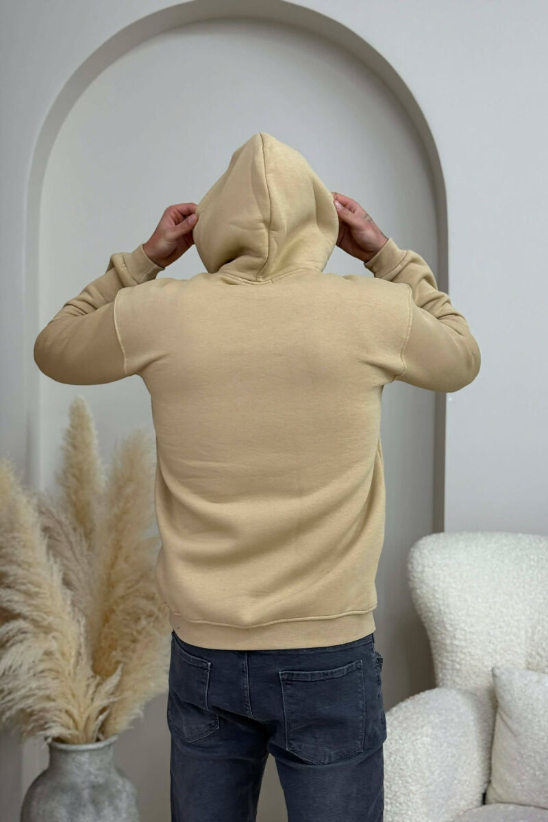ONE COLOR FLUFFY MILANO WRITTING MEN HOODIE BEIGE/BEZHE - 3