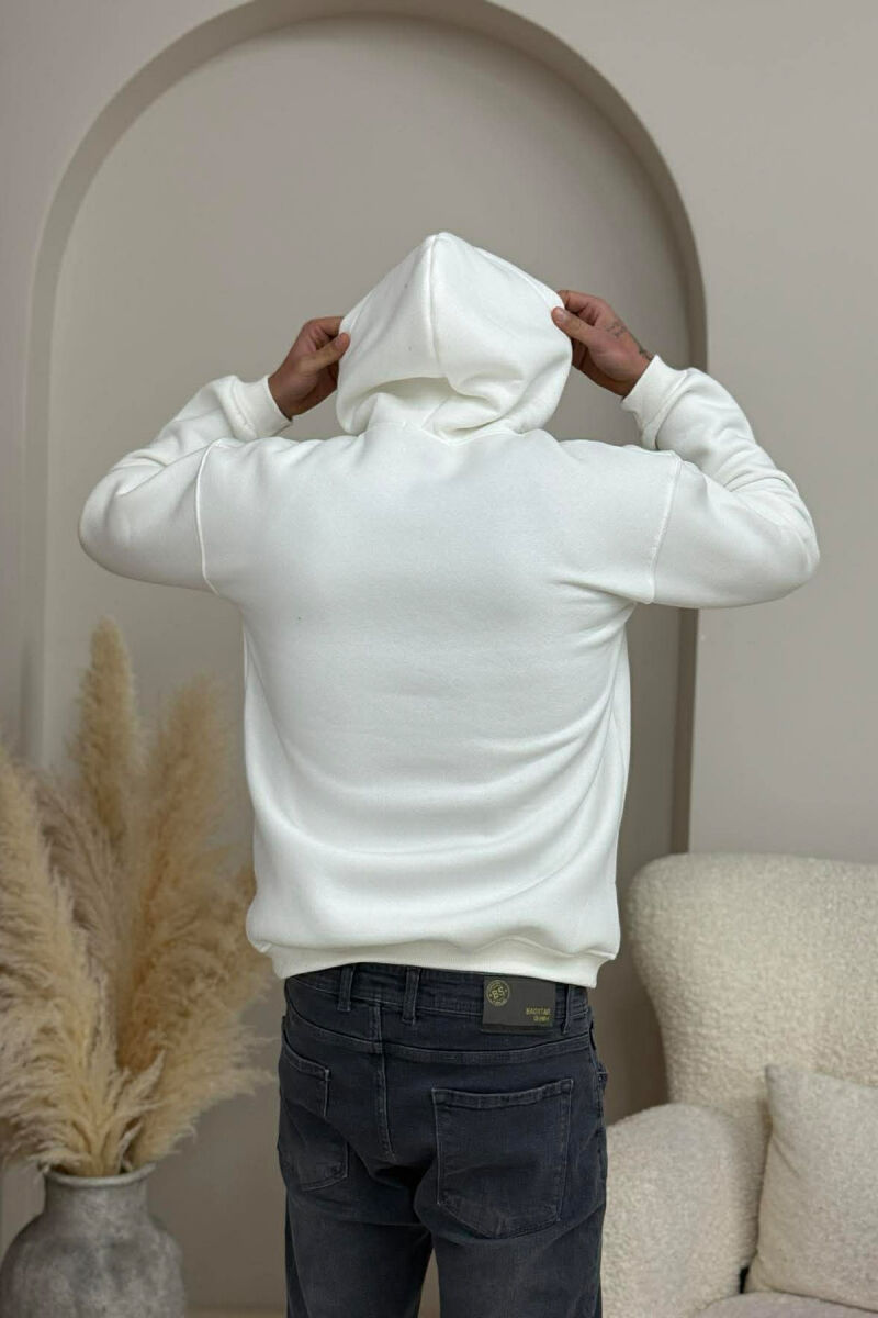 ONE COLOR FLUFFY MILANO WRITTING MEN HOODIE WHITE-E BARDHE - 5