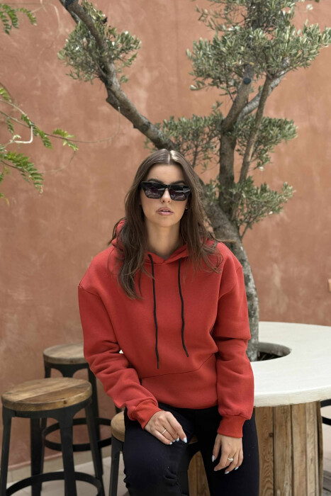 HOODIE E THJESHTË NJË NGJYRËSHE ME PUSH PËR FEMRA NË NGJYRË TULLE - KLAUDIO FASHION