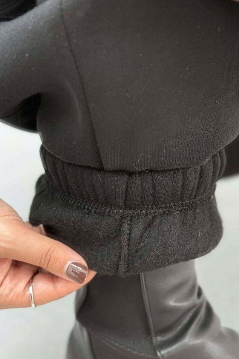 ONE COLOR FLUFFY SIMPLE WOMEN JOGGERS BLACK/ E ZEZE - 4