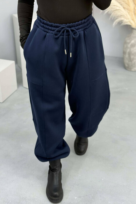 ONE COLOR FLUFFY SIMPLE WOMEN JOGGERS BLUE/BLU - 6