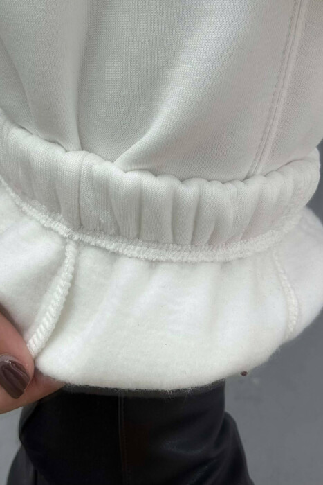 ONE COLOR FLUFFY SIMPLE WOMEN JOGGERS WHITE-E BARDHE - 5