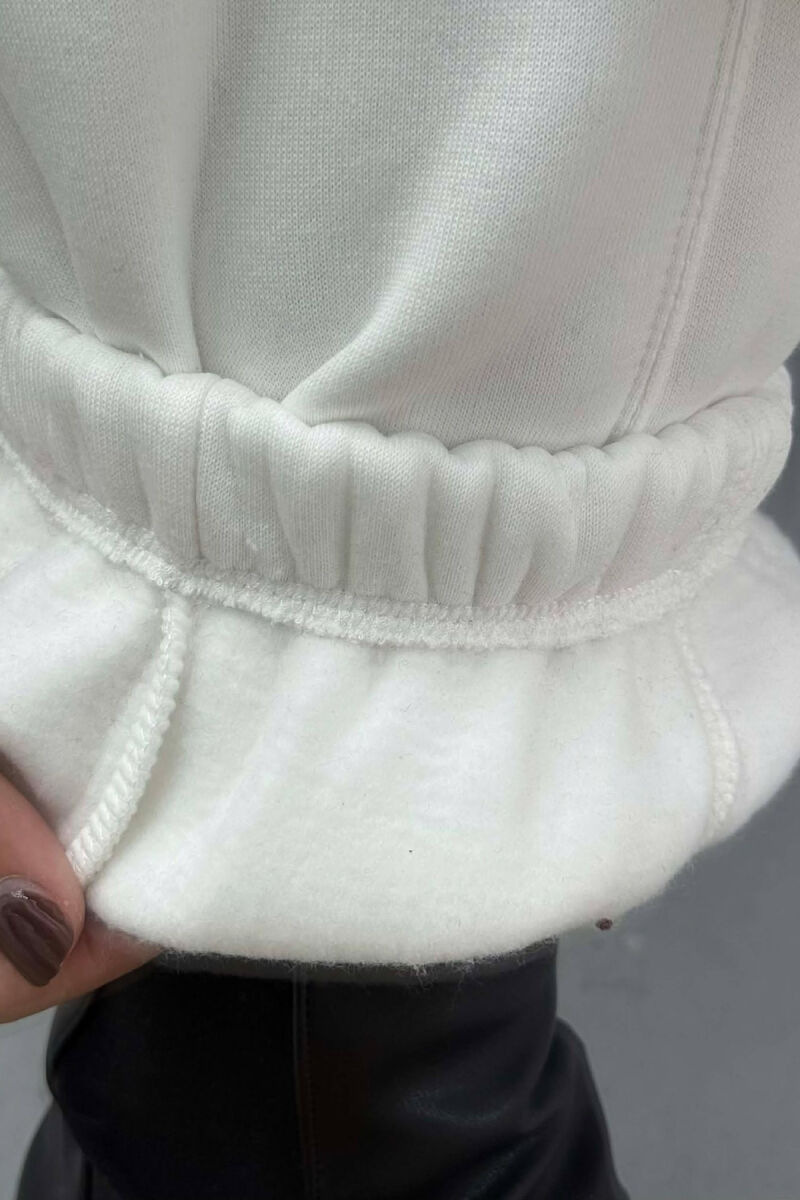 ONE COLOR FLUFFY SIMPLE WOMEN JOGGERS WHITE-E BARDHE - 5