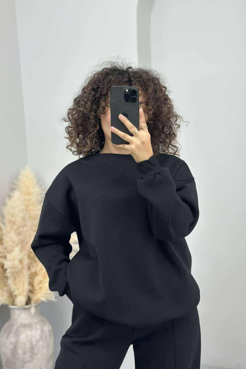 ONE COLOR FLUFFY SIMPLE WOMEN SET BLACK/ E ZEZE - 2