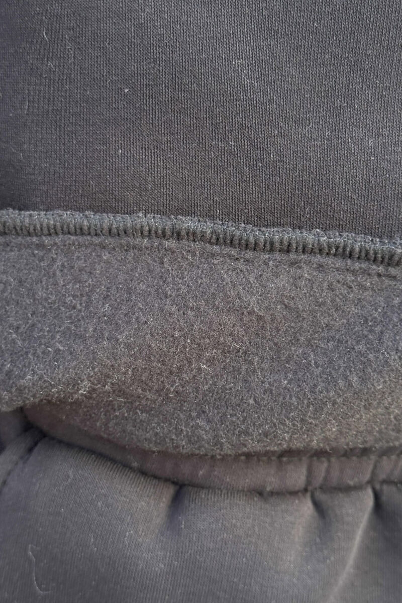 ONE COLOR FLUFFY SWEATSHIRT+JOGGERS MEN SET BLACK/ E ZEZE - 4