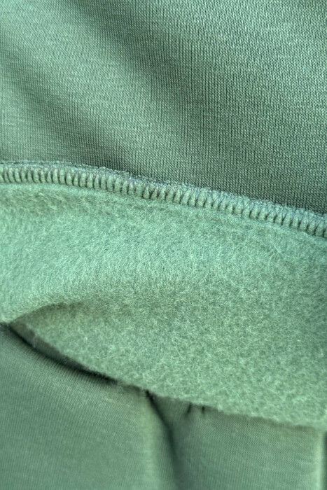 ONE COLOR FLUFFY SWEATSHIRT+JOGGERS MEN SET GREEN/JESHILE - 3