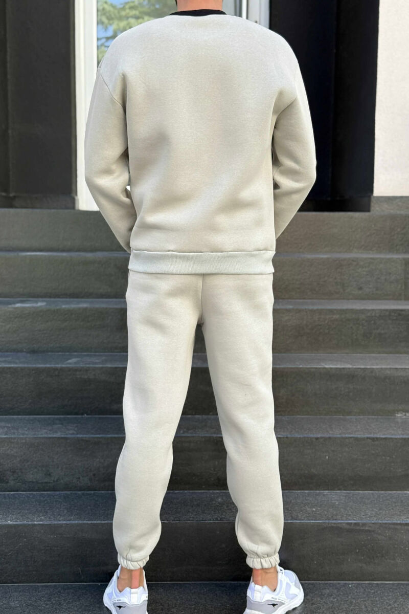 ONE COLOR FLUFFY SWEATSHIRT+JOGGERS MEN SET LIGHT GREY/GZ - 4